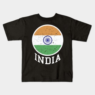 India Flag Logo Tricolor with Ashoka Chakra Desi Indian Kids T-Shirt